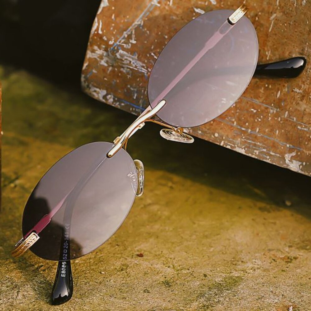 Men Sunglasses Hip Hop Style Gold Classic Black Lens Rap Oval Small Lentes Gafas